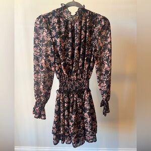 Missguided High Neck Shirred Waist Floral Dress